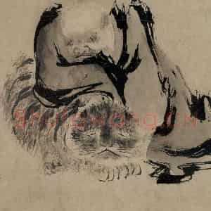 五代 石恪《二祖调心图》国画人物写意作品图片鉴赏