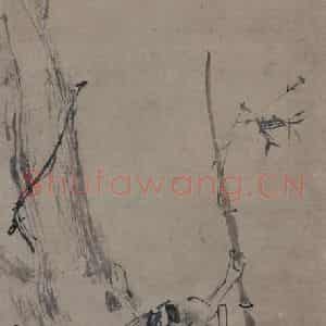 宋代 梁楷《六祖截竹图》国画人物写意作品图片鉴赏
