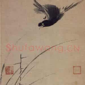 宋代 牧溪（传）《叭叭鸟图》国画花鸟作品图片鉴赏