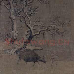 宋代 李迪《雪中规牧图(二)》国画综合作品图片鉴赏