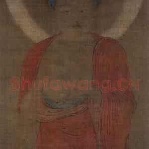 宋代 普悦《阿弥陀三尊图(三幅)》国画人物作品图片鉴赏