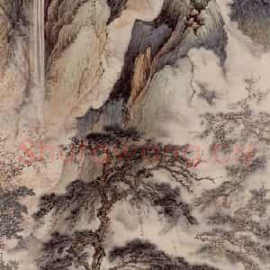 1948年 蔡鹤洲《高山流水》国画山水作品图片鉴赏