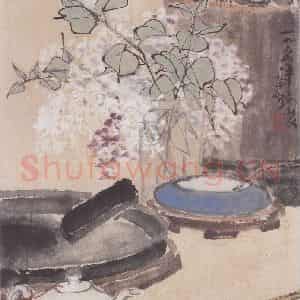 60年代 蔡鹤洲《犹记案头丁香在》国画综合作品图片鉴赏
