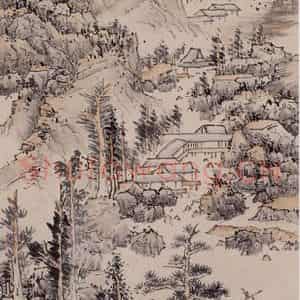1948年 蔡鹤洲《古意如梦》国画山水作品图片鉴赏