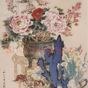 1964年 蔡鹤洲《岁朝清供》国画花鸟作品图片鉴赏