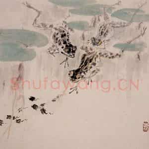 1965年 蔡鹤洲《蛙戏》国画综合作品图片鉴赏