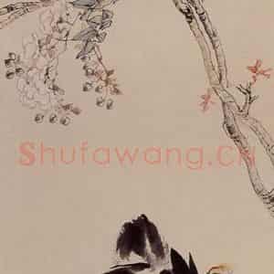 1953年 蔡鹤洲《春晚携游》国画花鸟作品图片鉴赏
