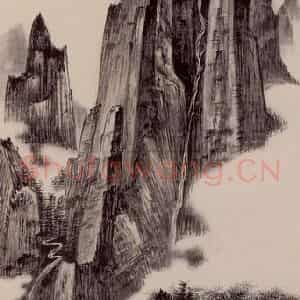 1953年 蔡鹤洲《泰山从中天门观峨来峰》国画山水作品图片鉴赏