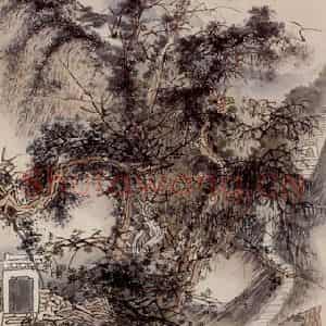 1953年 蔡鹤洲《泰山后石坞》国画山水作品图片鉴赏