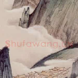 1953年 蔡鹤洲《泰山碧霞宫鸟瞰》国画山水作品图片鉴赏