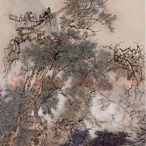 1953年 蔡鹤洲《泰山斗母宫与卧龙槐》国画山水作品图片鉴赏
