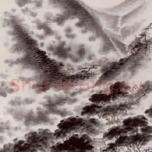 1953年 蔡鹤洲《泰山普照寺》国画山水作品图片鉴赏