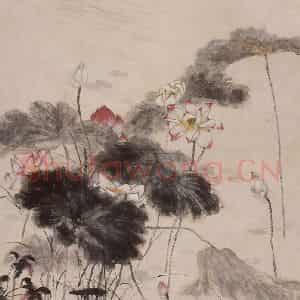 1954年 蔡鹤洲《荷塘赋》国画花鸟作品图片鉴赏