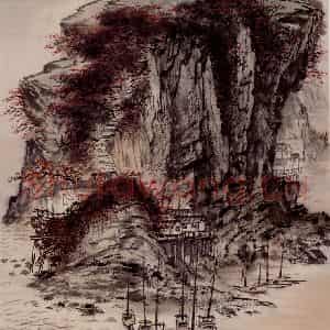 1956年 蔡鹤洲《闽江写生》国画山水作品图片鉴赏