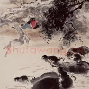 1956年 蔡鹤洲《牧牛图》国画综合作品图片鉴赏