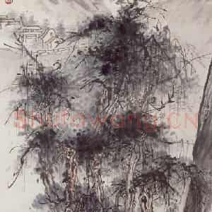 1956年 蔡鹤洲《泰山柏洞写生》国画山水作品图片鉴赏