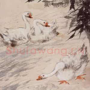 1957年 蔡鹤洲《三友图》国画花鸟作品图片鉴赏