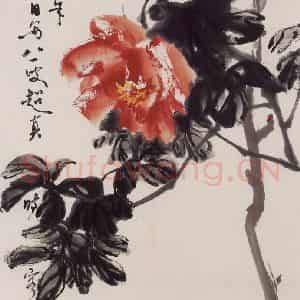 1991年 彭友善《长春》国画花鸟作品图片鉴赏