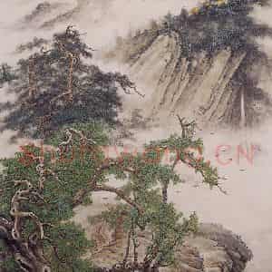 1992年 彭友善《深山古寺》国画山水作品图片鉴赏