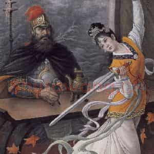 1935年 彭友善《英雄与美人》国画人物作品图片鉴赏