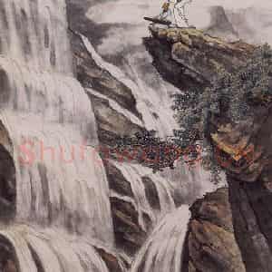 1936年 彭友善《高山流水》国画山水作品图片鉴赏