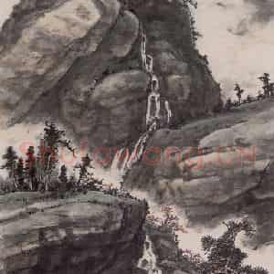 1993年 彭友善《春山烟云图》国画山水作品图片鉴赏
