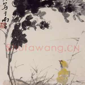 1978年 彭友善《菊鸡》国画花鸟作品图片鉴赏
