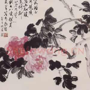 1988年 彭友善《牡丹》国画花鸟作品图片鉴赏