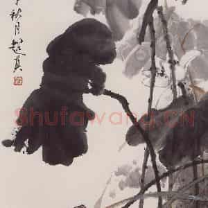 1988年 彭友善《白荷》国画花鸟作品图片鉴赏