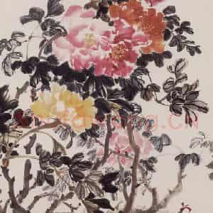 1988年 彭友善《牡丹》国画花鸟作品图片鉴赏