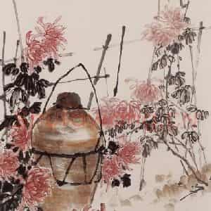 1990年 彭友善《菊花图》国画菊花图作品图片鉴赏