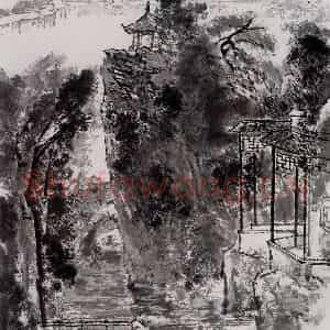 1985年 童中焘《素影浮光》国画山水作品图片鉴赏
