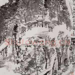 2000年 童中焘《沧浪素影》国画山水作品图片鉴赏