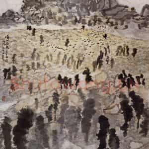 1989年 童中焘《峄山秋风》国画山水作品图片鉴赏