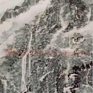 2004年 童中焘《庐山三叠泉》国画山水作品图片鉴赏