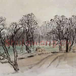 1963年 童中焘《富春江写生》国画山水作品图片鉴赏