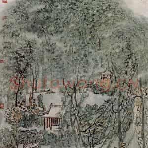 1989年 童中焘《翠幄》国画山水作品图片鉴赏