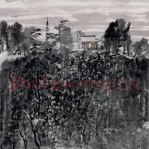 1992年 童中焘《西泠晚烟》国画山水作品图片鉴赏