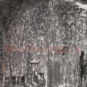 1993年 童中焘《龙井问茶》国画山水作品图片鉴赏