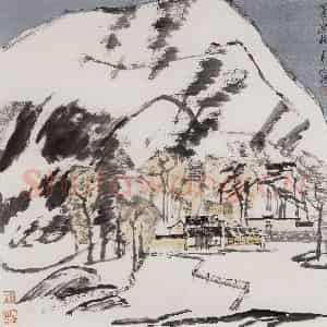 1993年 童中焘《天平洁秋》国画山水作品图片鉴赏