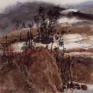 2004年 曾宓《乡间暮色》国画综合作品图片鉴赏