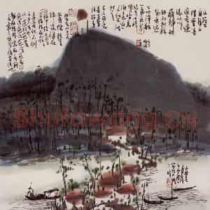 2005年 曾宓《春江泛舟》国画山水作品图片鉴赏