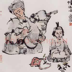 1970年 张桂铭《忆湘西》国画人物作品图片鉴赏