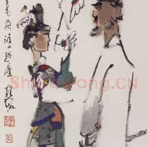 2005年 张桂铭《赏花图》国画花鸟作品图片鉴赏