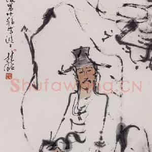 1984年 张桂铭《八大山人造像》国画人物作品图片鉴赏