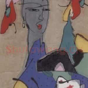 1990年 张桂铭《仕女》国画人物作品图片鉴赏
