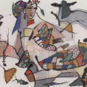 1990年 张桂铭《仕女》国画人物作品图片鉴赏