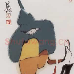 1990年 张桂铭《红葫芦》国画花鸟作品图片鉴赏