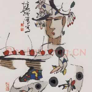 1990年 张桂铭《人物》国画人物作品图片鉴赏