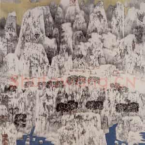 1998年 卓鹤君《凝冰结重涧 积雪被长峦》国画山水写意作品图片鉴赏
